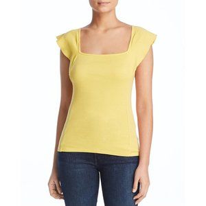 ANTHROPOLOGIE Flutter Sleeve Square Neck Top